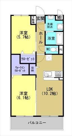 コモードI(2LDK/4階)の間取り写真