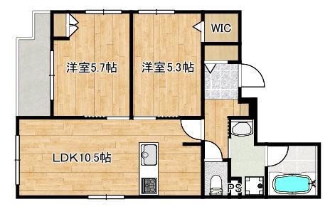 東生田1丁目ヘーベルメゾン(2LDK/2階)の間取り写真