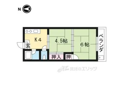 松扇荘2(2K/2階)の間取り写真