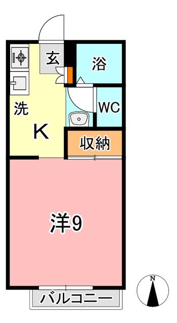シャルマン三田 B(1K/2階)の間取り写真