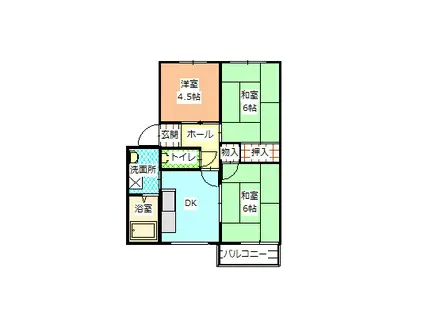 カーサ・ハガB(3DK/2階)の間取り写真