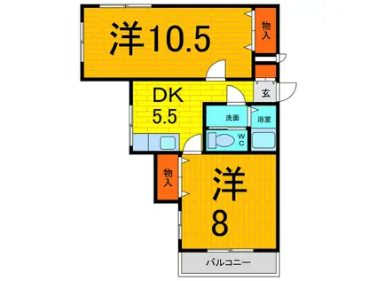勝瑞レインボーハイツ(2DK/1階)の間取り写真