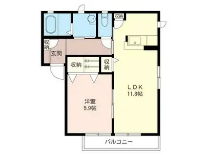 リバーサイドハイツ(1LDK/2階)の間取り写真