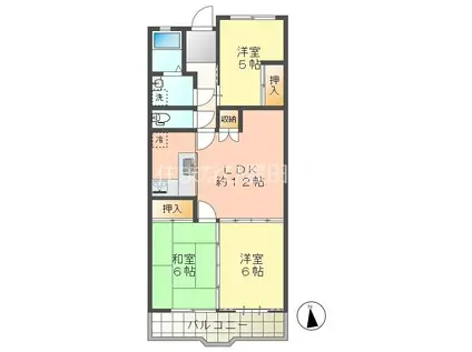 グレイス配津(3LDK/4階)の間取り写真