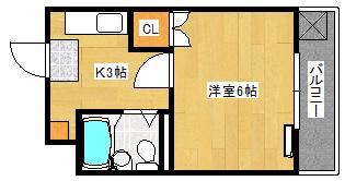 ブルーコート段原(1K/4階)の間取り写真