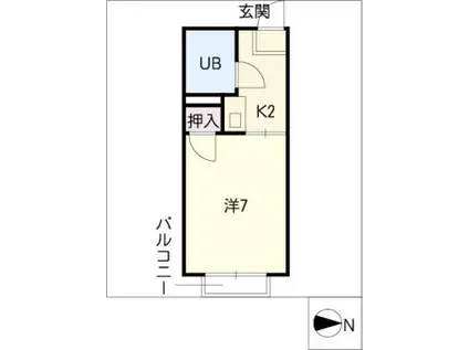 フロイデ南分(1K/1階)の間取り写真