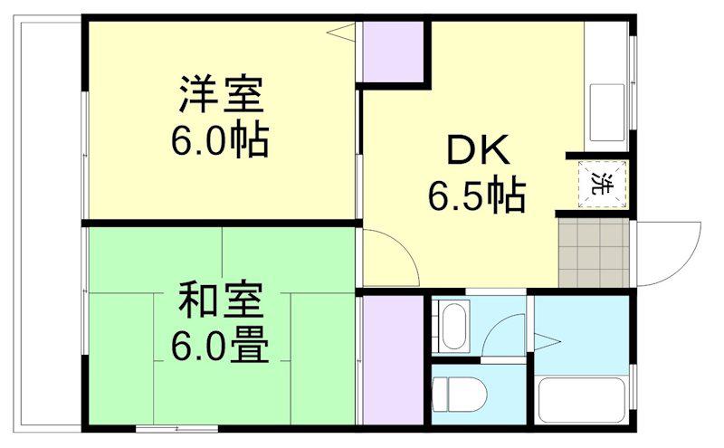 ワルツI(2DK/2階)の間取り写真
