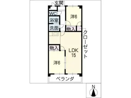 サンマンション(2LDK/1階)の間取り写真
