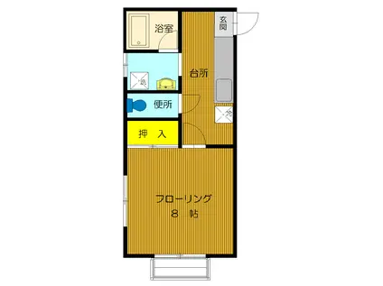 コーポパルIII(1K/2階)の間取り写真