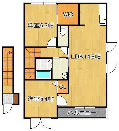 グランドゥール大地A(2LDK/2階)の間取り写真