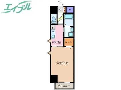 ヴィラナイン(1K/7階)の間取り写真