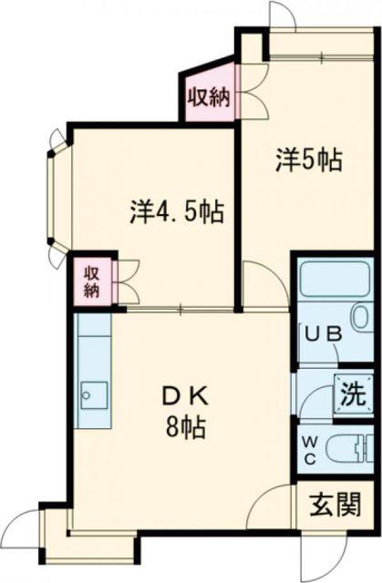 五稜郭パークハイツ(2DK/2階)の間取り写真