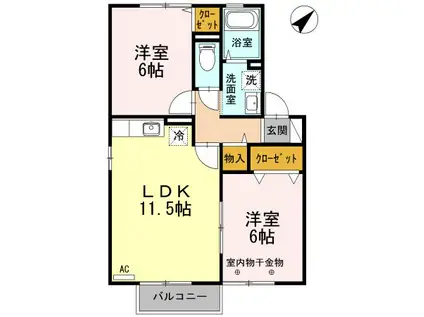 リトルマウントII(2LDK/2階)の間取り写真