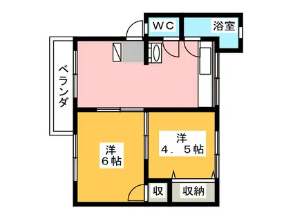 寺田マンション(2DK/2階)の間取り写真
