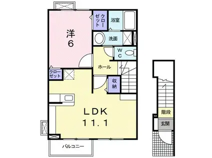 名鉄名古屋本線 妙興寺駅 徒歩19分 2階建 築16年(1LDK/2階)の間取り写真