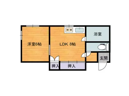 スペース24(1DK/2階)の間取り写真