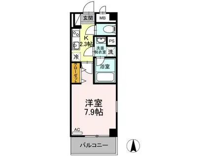 GRAND AVENUE西桜(1K/2階)の間取り写真