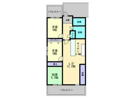 ビ・ウエル相模公園ウエスト(3LDK/5階)の間取り写真