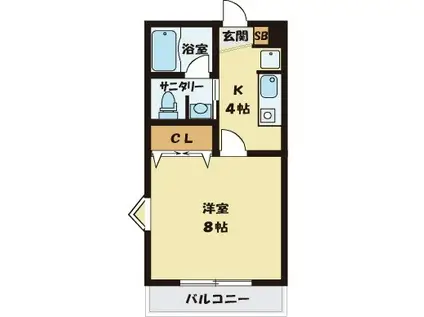 パークハイム III(1K/2階)の間取り写真