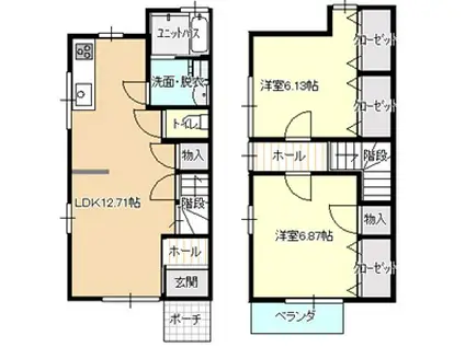 仲町コーポ(2LDK/1階)の間取り写真
