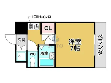 グレイスグリーンB棟(1K/6階)の間取り写真