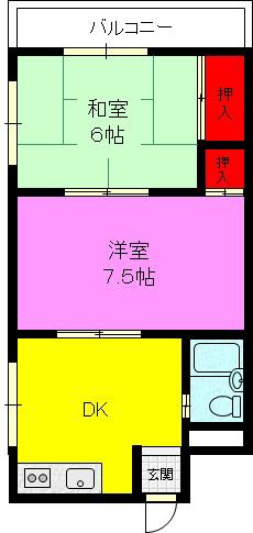 富尾ハイツ(2DK/4階)の間取り写真