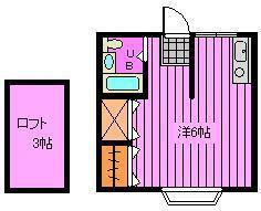 あんずハウス(ワンルーム/1階)の間取り写真