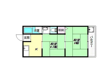 野々上ハイツ(2K/3階)の間取り写真