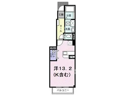 JR福塩線 駅家駅 徒歩15分 2階建 築21年(ワンルーム/1階)の間取り写真