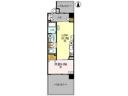 THE RESIDENCE 文化庁前(1LDK/1階)の間取り写真