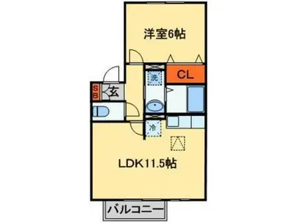 ユウ・カサグランデ(1LDK/2階)の間取り写真