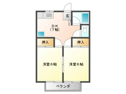 サイレンス芸濃(2DK/1階)の間取り写真