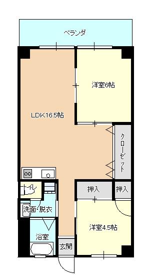 栄町サンプラザ(2LDK/4階)の間取り写真