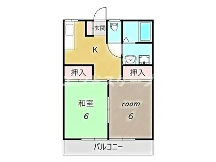 室岡マンション B(2DK/2階)の間取り写真