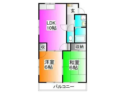 木村ビル(2LDK/3階)の間取り写真