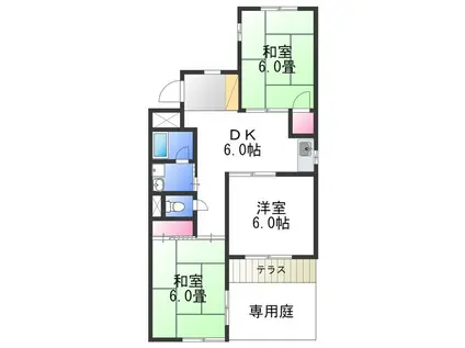GARE深井(3DK/1階)の間取り写真