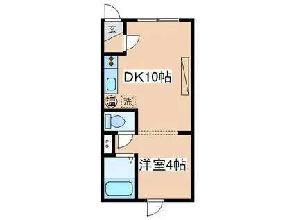 パークサイドD(1DK/1階)の間取り写真