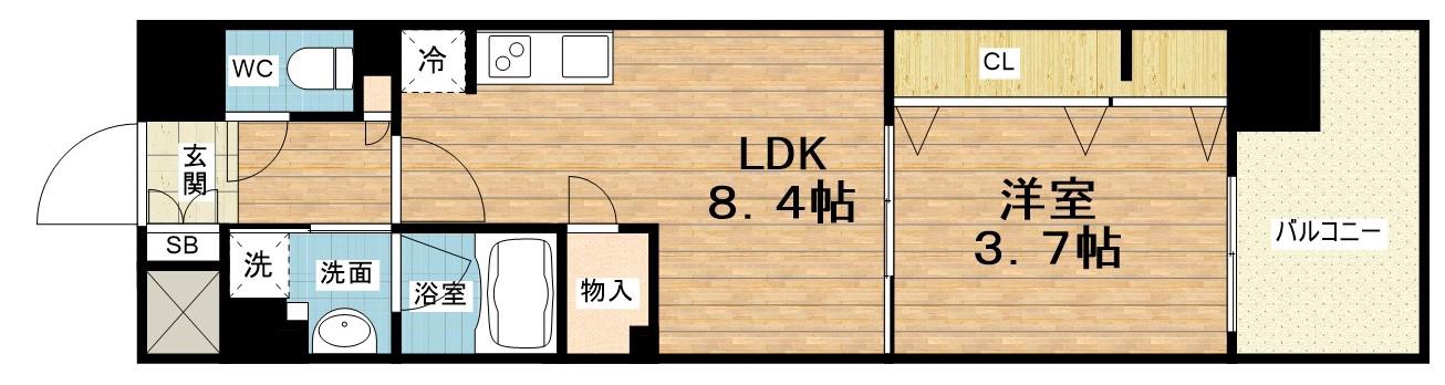 アーバネックス同心II(1LDK/4階)の間取り写真