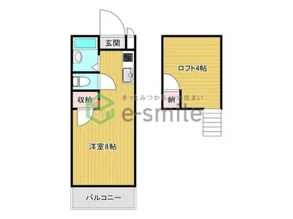 アトリウム津福本町(ワンルーム/1階)の間取り写真