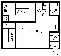 ニシハラハイツ(2LDK/1階)の間取り写真