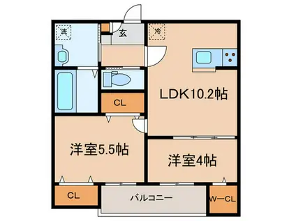 KRM RESIDENCE TSUKAGUCHI(2LDK/2階)の間取り写真