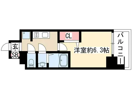 プレサンス上前津リラシス(1K/3階)の間取り写真