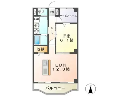 メゾン田神(1SLDK/4階)の間取り写真