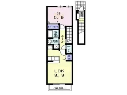 ソレイユ・ルヴァンI(1LDK/2階)の間取り写真