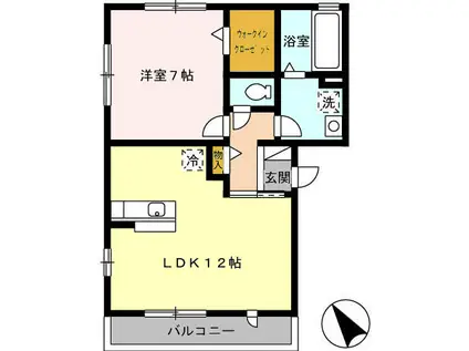 インターフレグラント A棟(1LDK/3階)の間取り写真