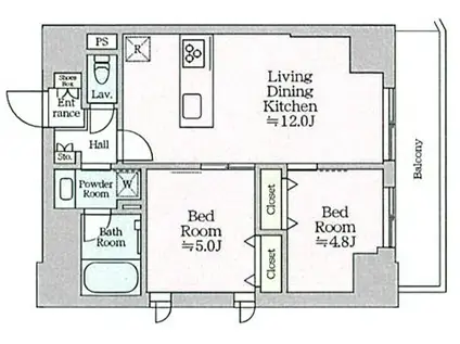 ティモーネグランデ田端ノルド(2LDK/10階)の間取り写真