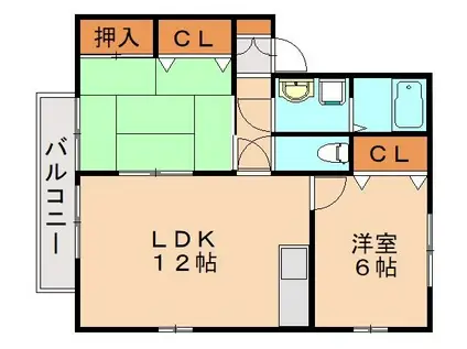 やよい坂プロムナードI(2LDK/2階)の間取り写真