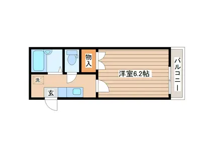 ビューパレス長町(1K/3階)の間取り写真