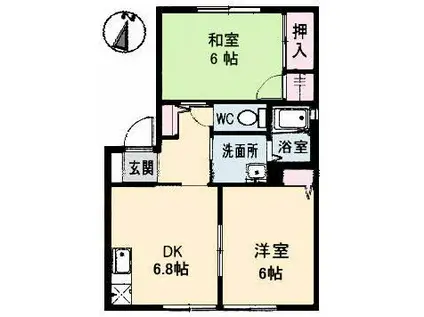 フレサリアA棟(2DK/1階)の間取り写真