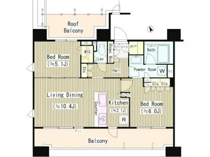 シェフルール西早稲田ラヴィーナ(2LDK/5階)の間取り写真